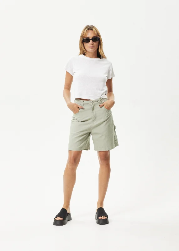 Stretchable Women Shorts for Maximum MobilityAFENDS Womens Emilie - Canvas Carpenter Short - Eucalyptus