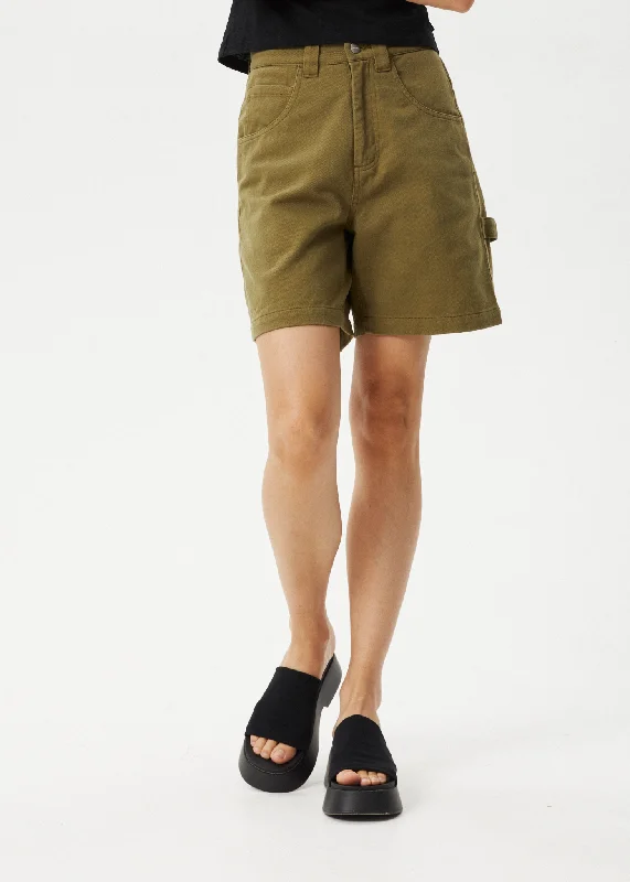 Cuffed Women Shorts for a Laid - Back and Trendy LookAFENDS Womens Emilie - Canvas Carpenter Short - Military