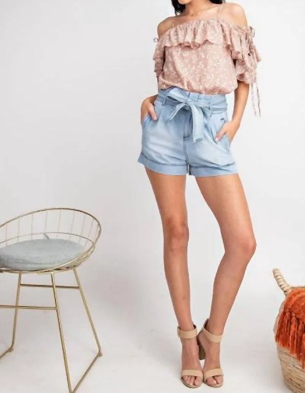 Twill Women Shorts with a Smooth Texture and DurabilityAll About The High Waist Shorts In Light Denim