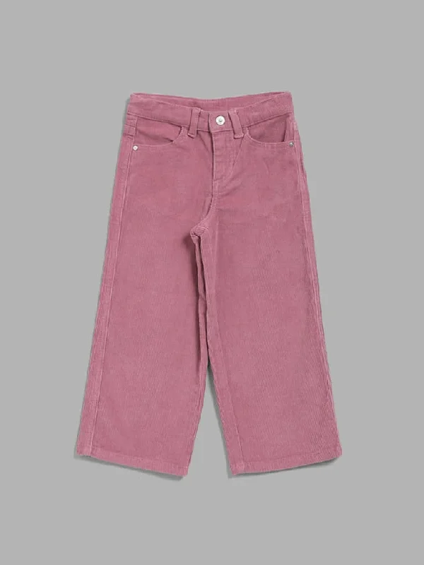 Stretchable Women Shorts for Maximum MobilityHOP Kids Dusty Pink Corduroy Trousers