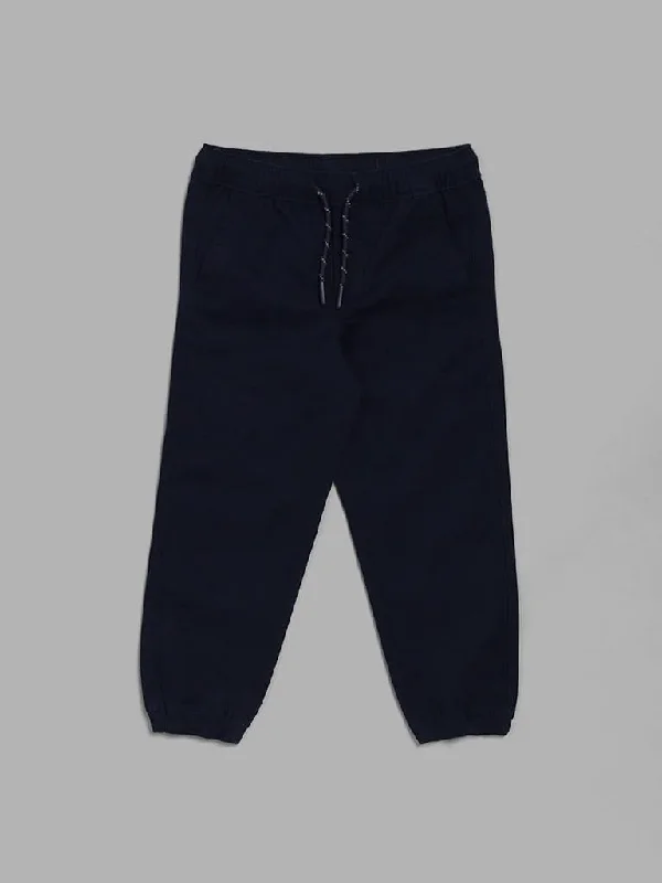 Plus Size Women Shorts with a Comfortable and Stylish FitHOP Kids Navy Blue Solid Joggers