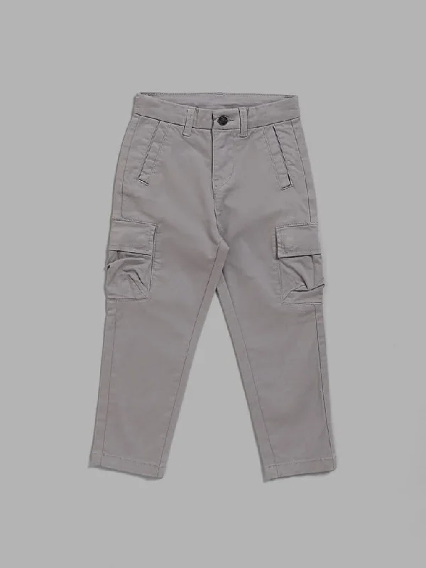 Tie - Waist Women Shorts for a Customizable FitHOP Kids Solid Grey Cargo Trousers