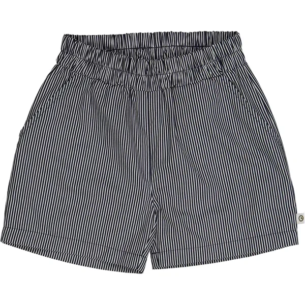 Patterned Geometric Women Shorts for a Modern AppealMüsli Balsam Cream/Night Blue Poplin Strip Pocket Shorts