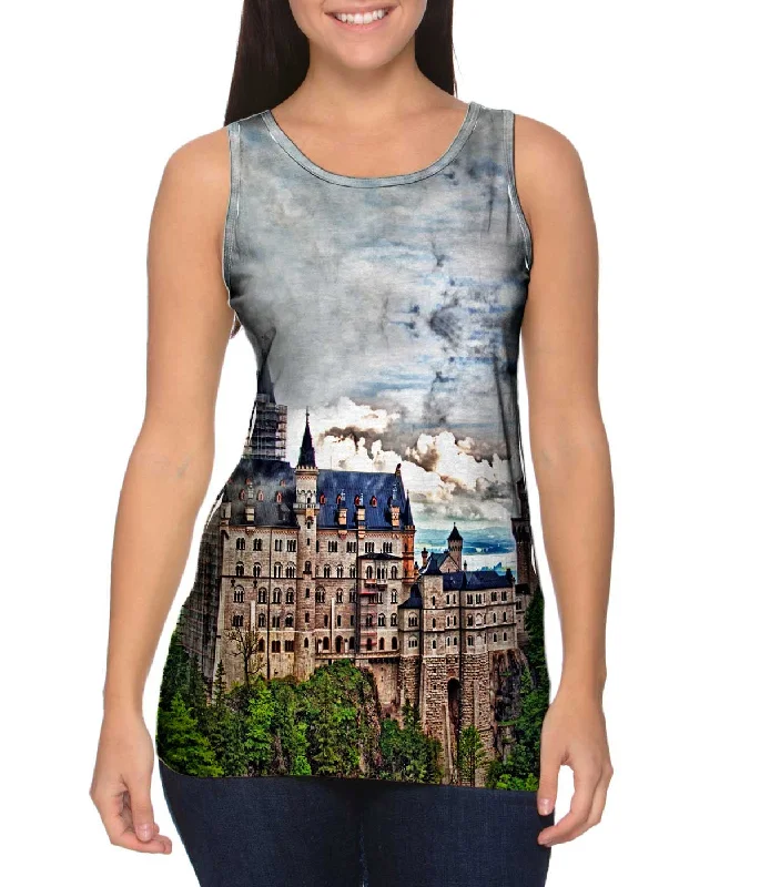 Women's Cropped Tank Tops with Vintage Band LogosNeuschwanstein Castle Brown