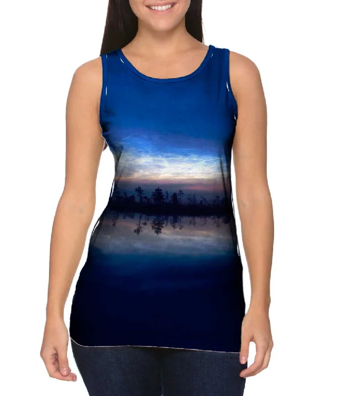 Plus Size Women's Criss - Cross Back Tank Tops in Neon ColorsNoctilucent Clouds Glowing