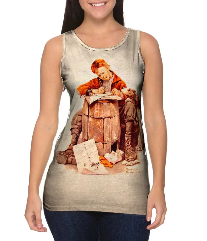 V - Neck Women's Moisture - Wicking Tank Tops for RunningNorman Rockwell - "Little Boy  Writing a Letter" (1920)