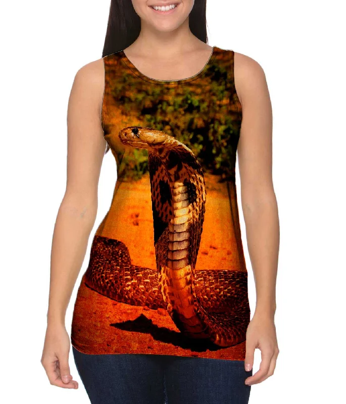 V - Neck Women's Moisture - Wicking Tank Tops for RunningOrange Cobra