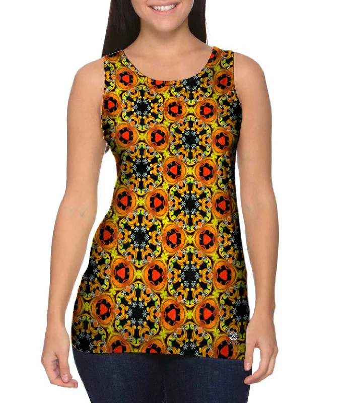 Women's Cropped Tank Tops with Vintage Band LogosOrange Sunset Pattern