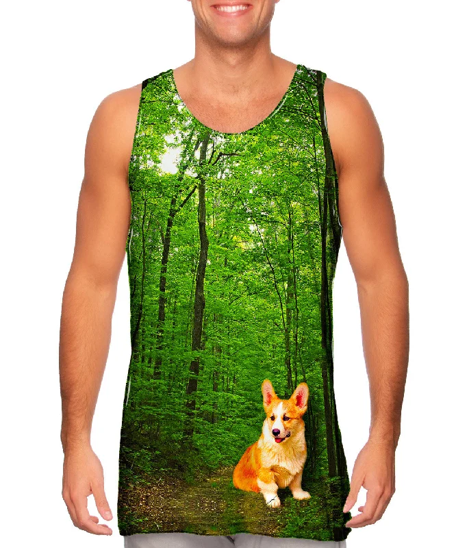 Women's Button - Down Tank Tops in Striped PatternsOrange White Yorkie Forest