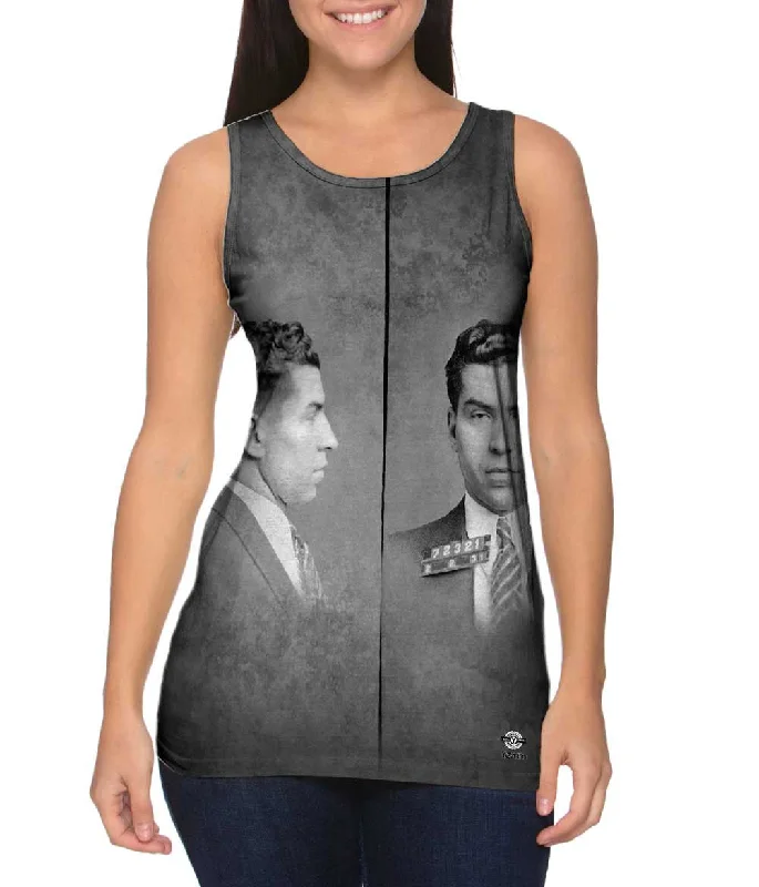 Plus Size Women's Side - Slit Tank Tops in Metallic ShadesOriginal Gangster Lucky Luciano