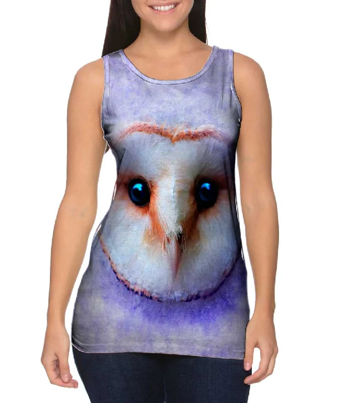 High - Neck Women's Silk Blend Tank Tops for a Luxurious FeelOwl Face Violet