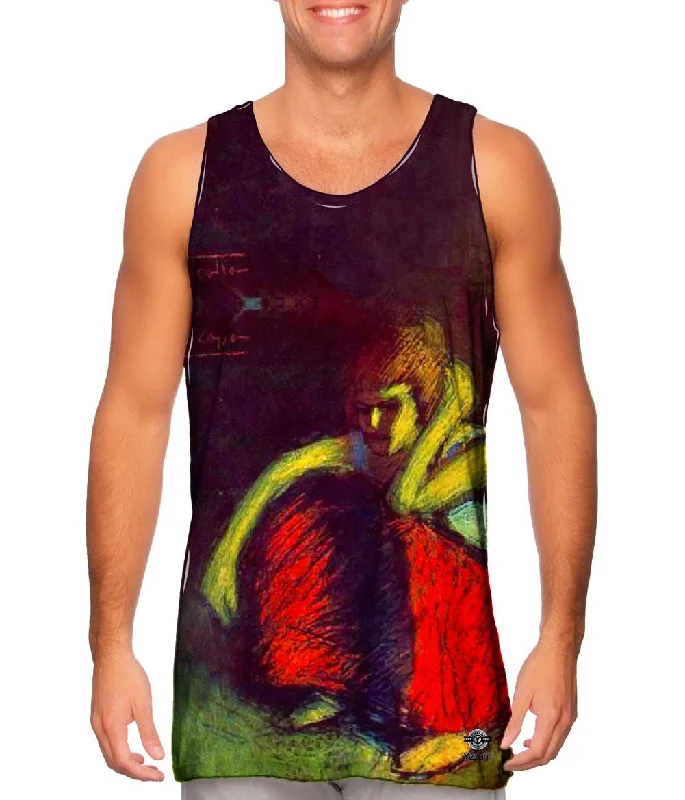 Scoop Neck Women's Linen Blend Tank Tops for SummerPablo Picasso - "A red skirt" (1901)