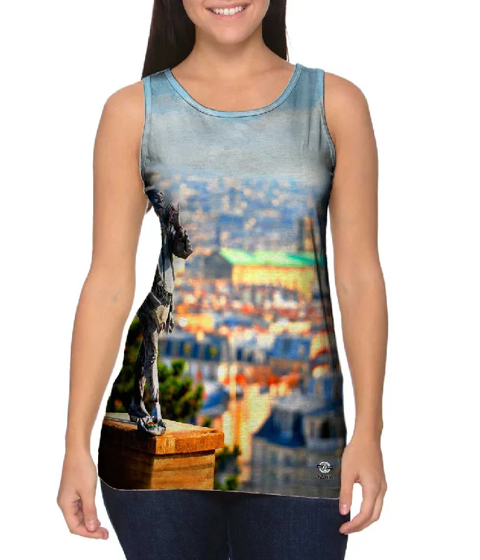 Women's Spaghetti Strap Tank Tops with Geometric PatternsPan Paris View Flute