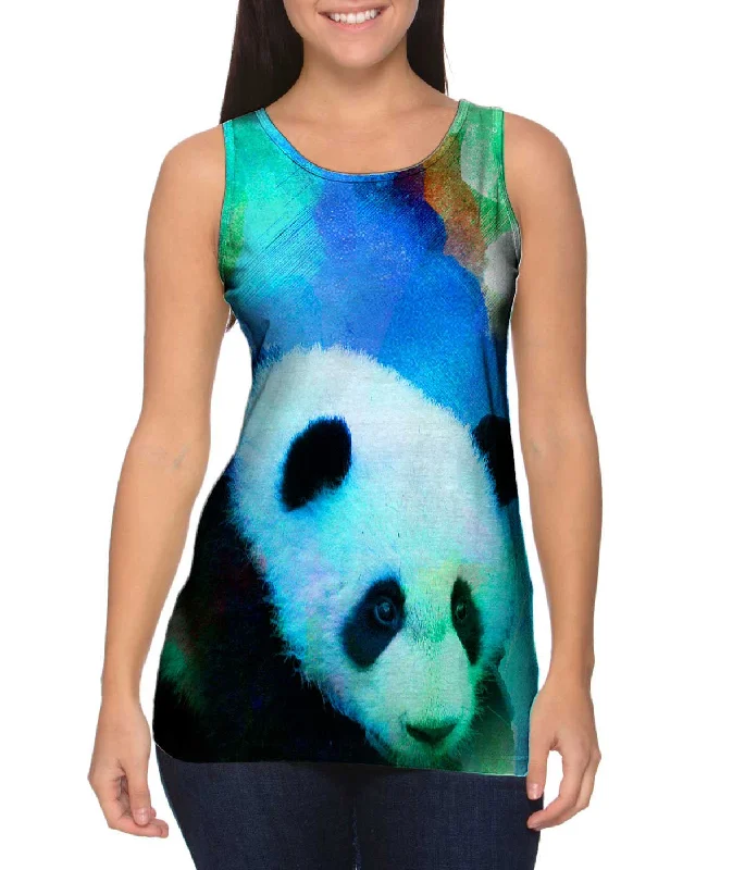 Crew Neck Women's Sustainable Tank Tops Made from Recycled MaterialsPanda 003