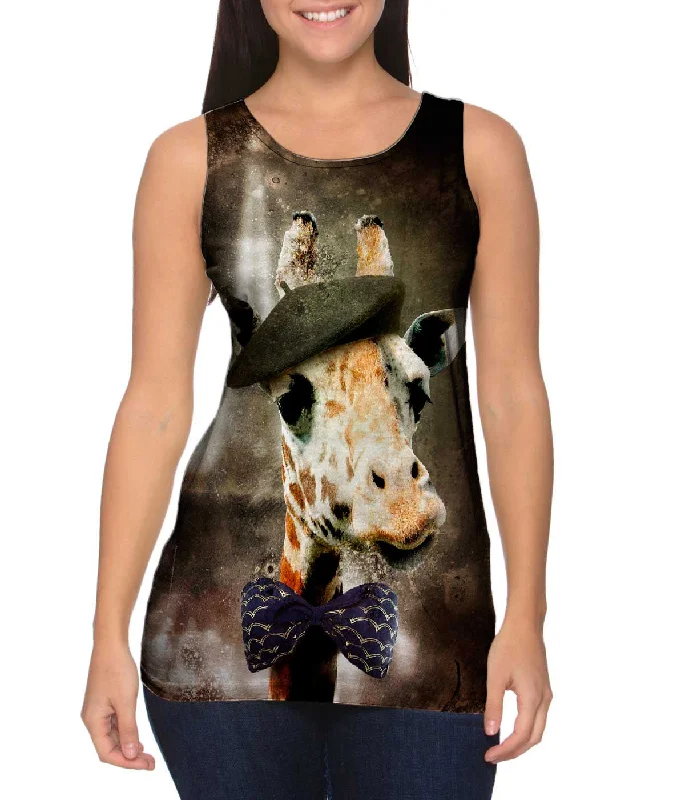 Women's Longline Tank Tops with Abstract PrintsParis Giraffe