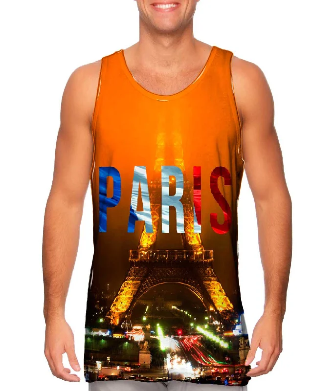 Scoop Neck Women's Linen Blend Tank Tops for SummerParis Pride Eiffel Tower At Night