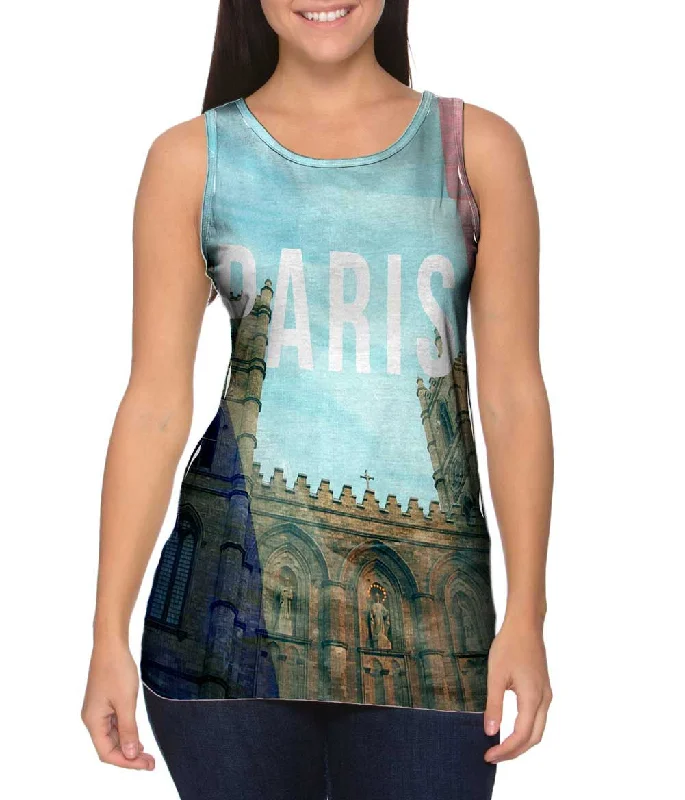 Women's Spaghetti Strap Tank Tops with Geometric PatternsParis Pride Notre Dame Sunrise