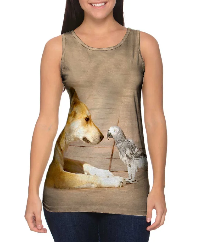 Women's Cropped Tank Tops with Vintage Band LogosParrot And Dog Meeting Of The Minds