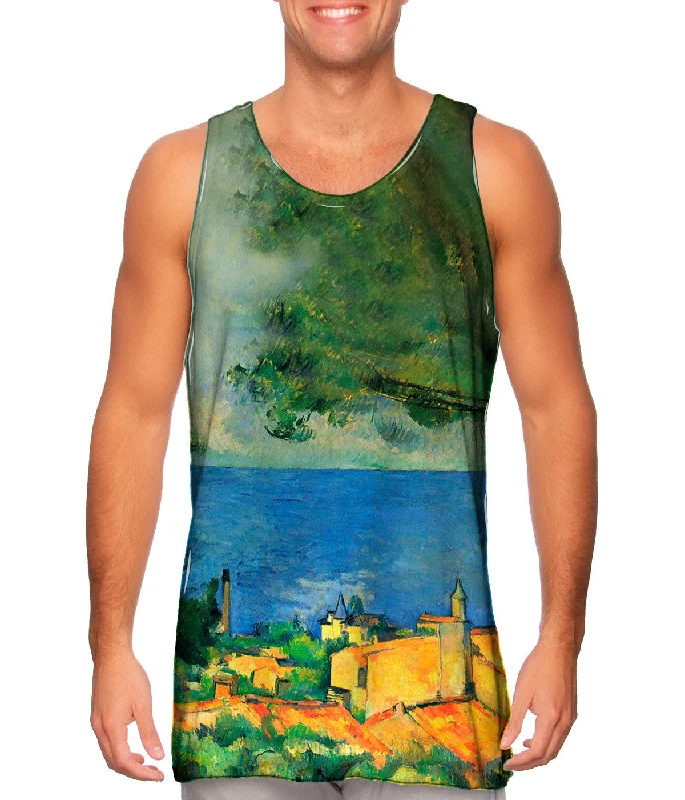 Plus Size Women's Glitter - Trimmed Tank Tops for Party NightsPaul Cezanne - "L_#_Estaque with Red Roods" (1885)