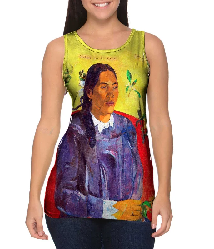 Women's Spaghetti Strap Tank Tops with Geometric PatternsPaul Gauguin - "La Femme a la Fleur" (1891)