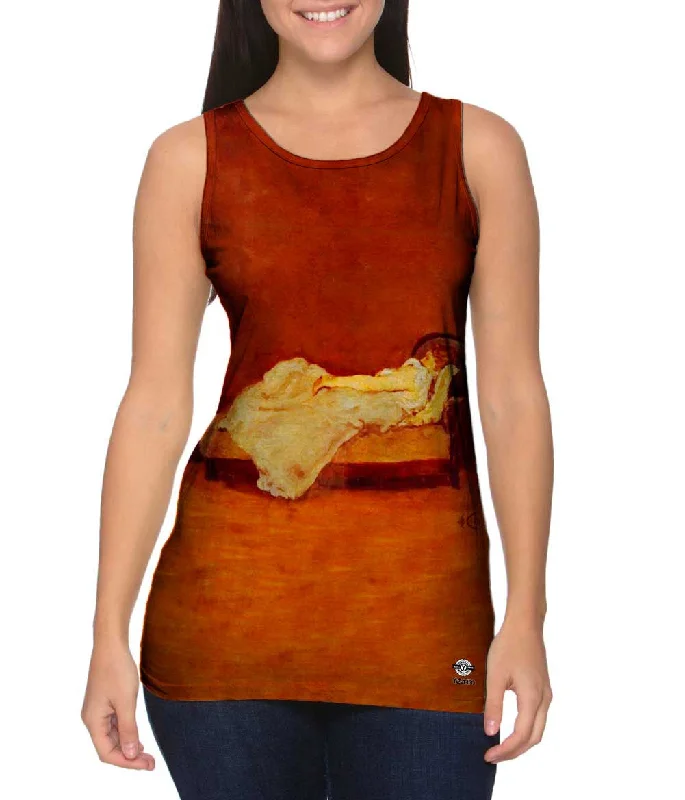 Crew Neck Women's Sustainable Tank Tops Made from Recycled MaterialsPaul Gauguin - "Mette asleep on a sofa" (1875)