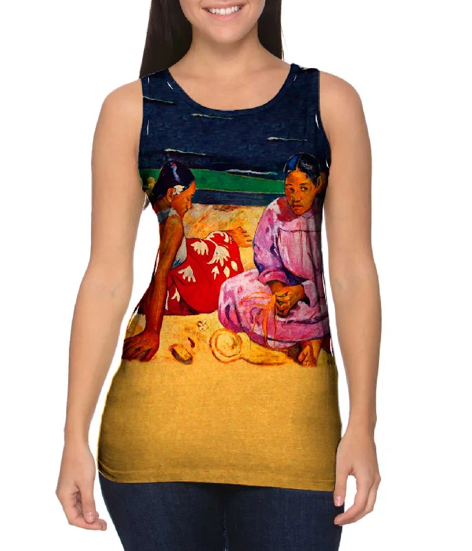 Plus Size Women's Embroidered Tank Tops in Boho StylesPaul Gauguin - "Tahitian Women on the Beach" (1891)