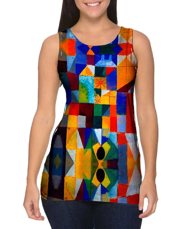 Women's Cropped Tank Tops with Vintage Band LogosPaul Klee - "Cityscape with Yellow Windows" (1919)