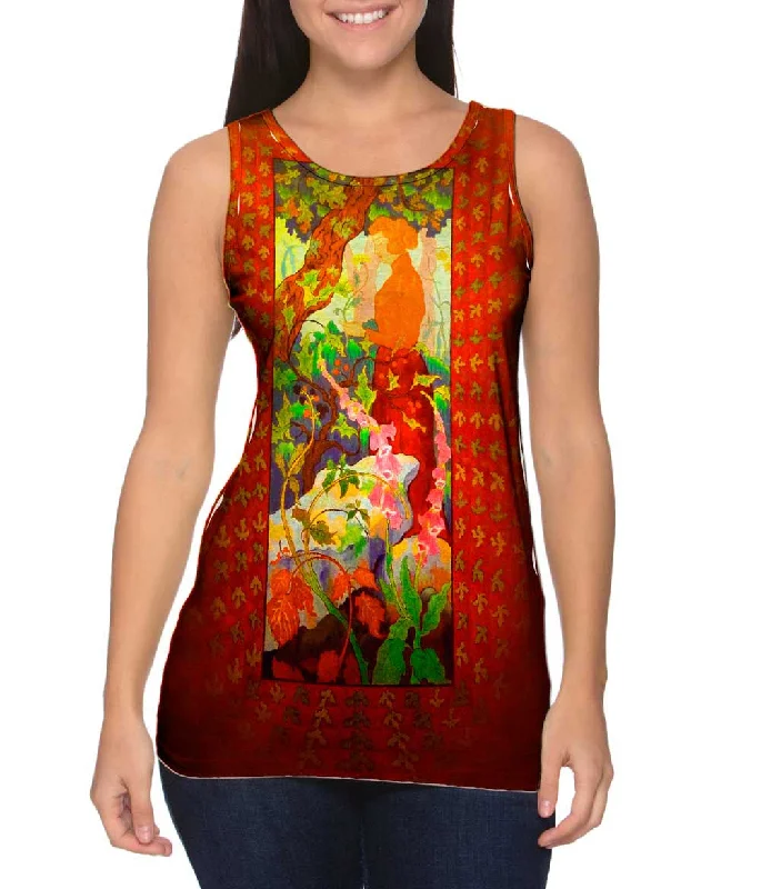 Plus Size Women's Ruffled Hem Tank Tops with Floral PrintsPaul Ranson - "Digitales" (1899)