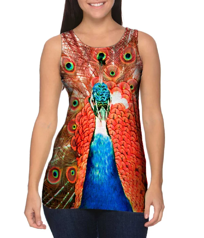 Scoop Neck Women's Linen Blend Tank Tops for SummerPeacock In Full Bloom