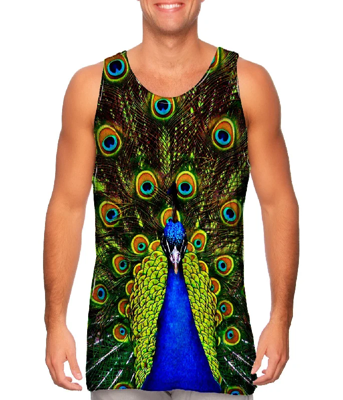 Women's Longline Tank Tops with Abstract PrintsPeacock