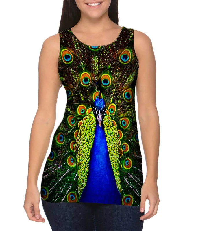 High - Neck Women's Silk Blend Tank Tops for a Luxurious FeelPeacock