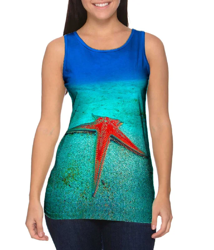 Plus Size Women's Glitter - Trimmed Tank Tops for Party NightsPecheur De Stars Starfish Underwater