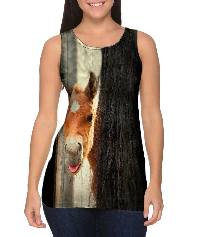 Women's Sleeveless Ribbed Tank Tops for a Trendy LookPeek A Boo Horse