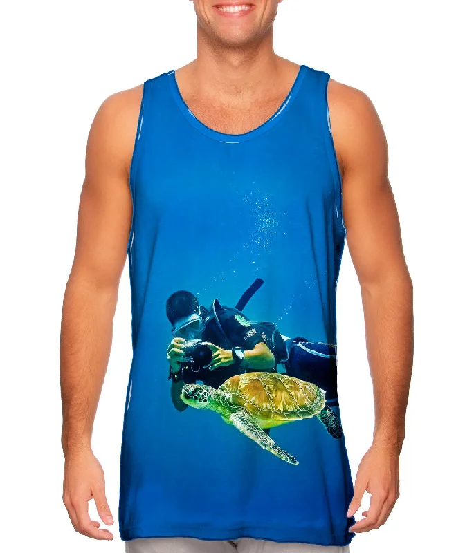 Halter Neck Women's Modal Blend Tank Tops for ComfortPhotographing Turtles Underwater