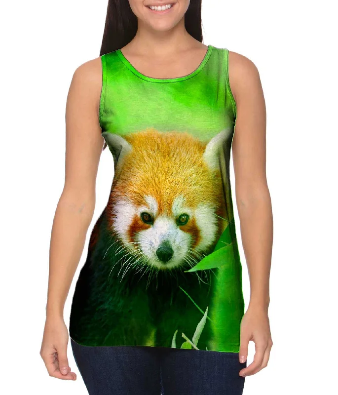 Crew Neck Women's Sustainable Tank Tops Made from Recycled MaterialsRed Panda