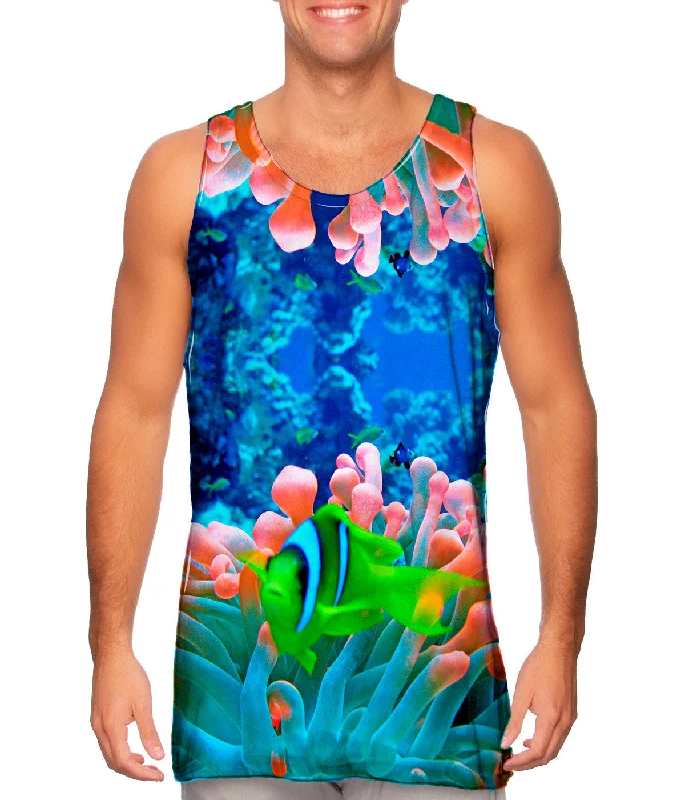 Mock Neck Women's Performance Tank Tops for CyclingRed Sea Anemone Fish Underwater