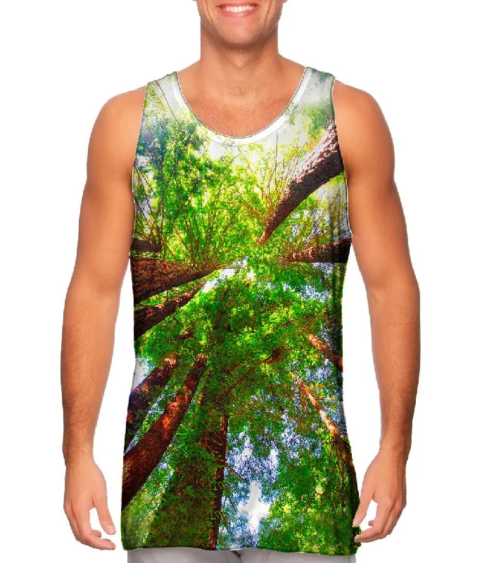 Plus Size Women's Criss - Cross Back Tank Tops in Neon ColorsRedwoods Sunlight Coming From Above