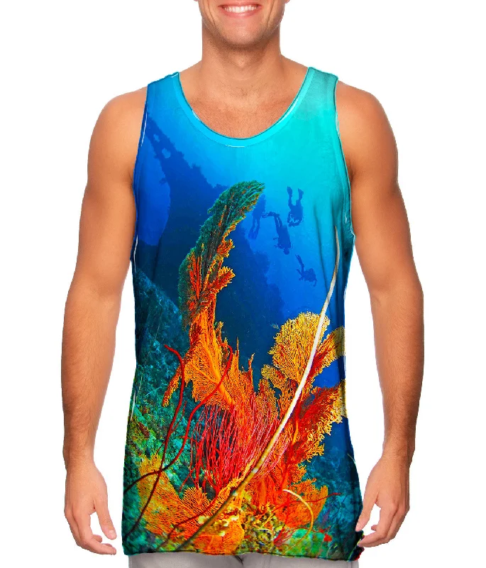 Women's Spaghetti Strap Tank Tops with Geometric PatternsReef Forests Diving Underwater