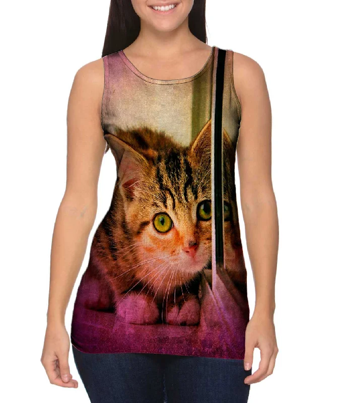 Plus Size Women's Embroidered Tank Tops in Boho StylesReflect Kitten