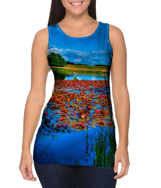 Women's Longline Tank Tops with Abstract PrintsRelax Lake