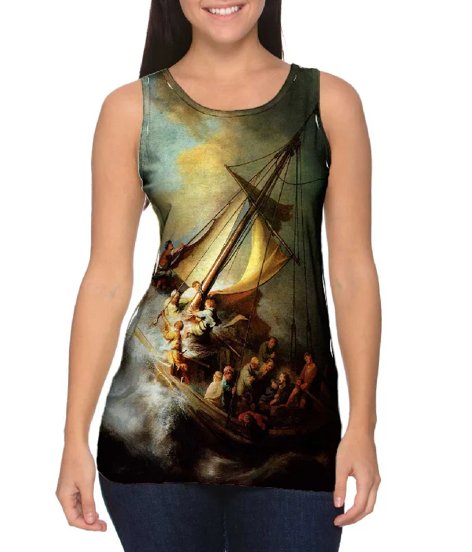 Women's Sleeveless Ribbed Tank Tops for a Trendy LookRembrandt Harmenszoon Van Rijn - "Christ On The Storm On The Sea Of Galilee" (1632)