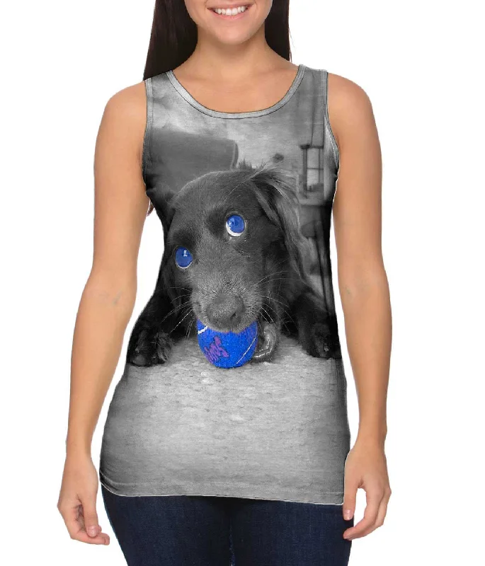 Plus Size Women's Embroidered Tank Tops in Boho StylesRetro Spaniel