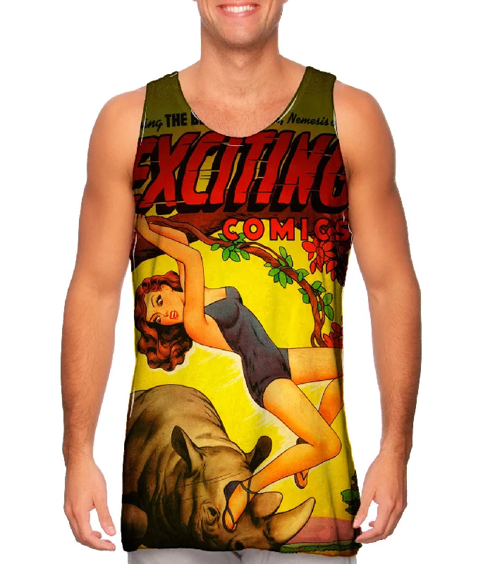 Plunge Neck Women's Seamless Tank Tops for a Smooth FitRhino Attack Comic Retro