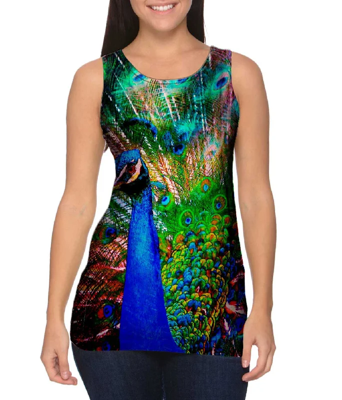 Mock Neck Women's Performance Tank Tops for CyclingRio Peacock