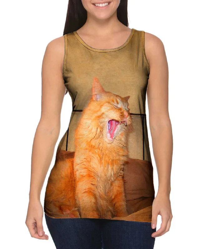 Crew Neck Women's Sustainable Tank Tops Made from Recycled MaterialsRoaring Cat