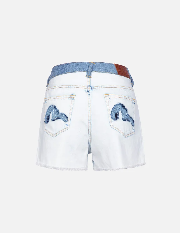 Twill Women Shorts with a Smooth Texture and DurabilitySeagull Appliqué Pocket Fashion fit Denim Shorts