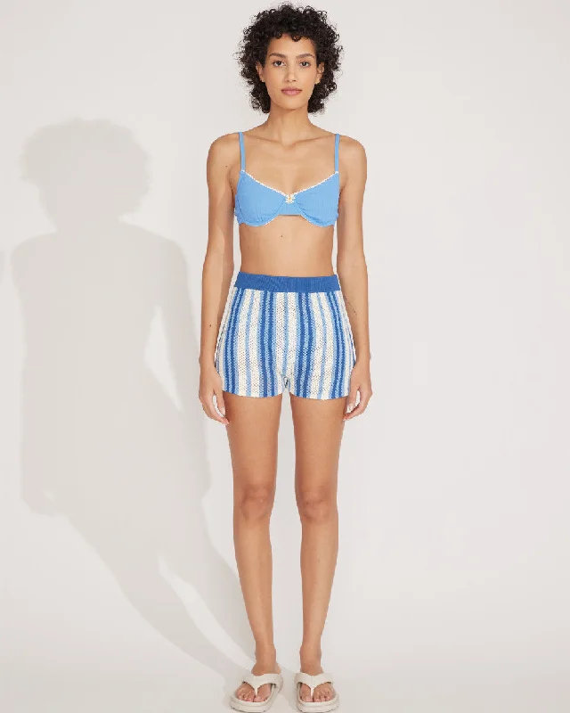 Solid Color Women Shorts in Bright Hues for a Bold StatementSolid & Striped The Charlie Short in Marina Blue Stripe