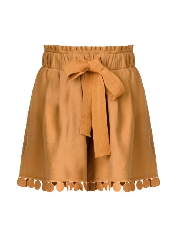 Leather Look Women Shorts for an Edgy and Chic StyleWomen's Giorgio Short In Camel