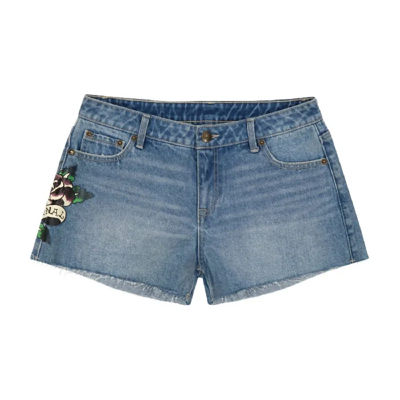 Solid Color Women Shorts in Bright Hues for a Bold StatementWomen's Love Eternal Denim Short In Light Vintage