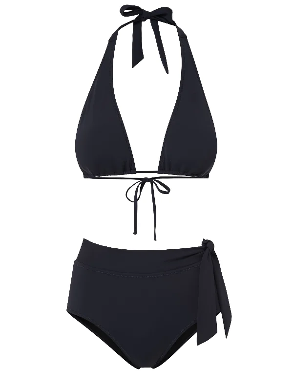 Neon - colored bikini to stand out on the beachAllison Top + Side Tie High Waist Bottom in Black